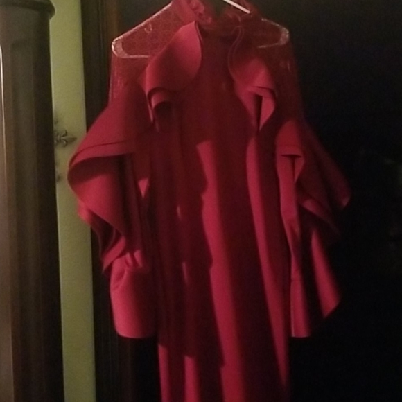 Beautiful garnet red dress with puff long sleeves - Picture 2 of 2